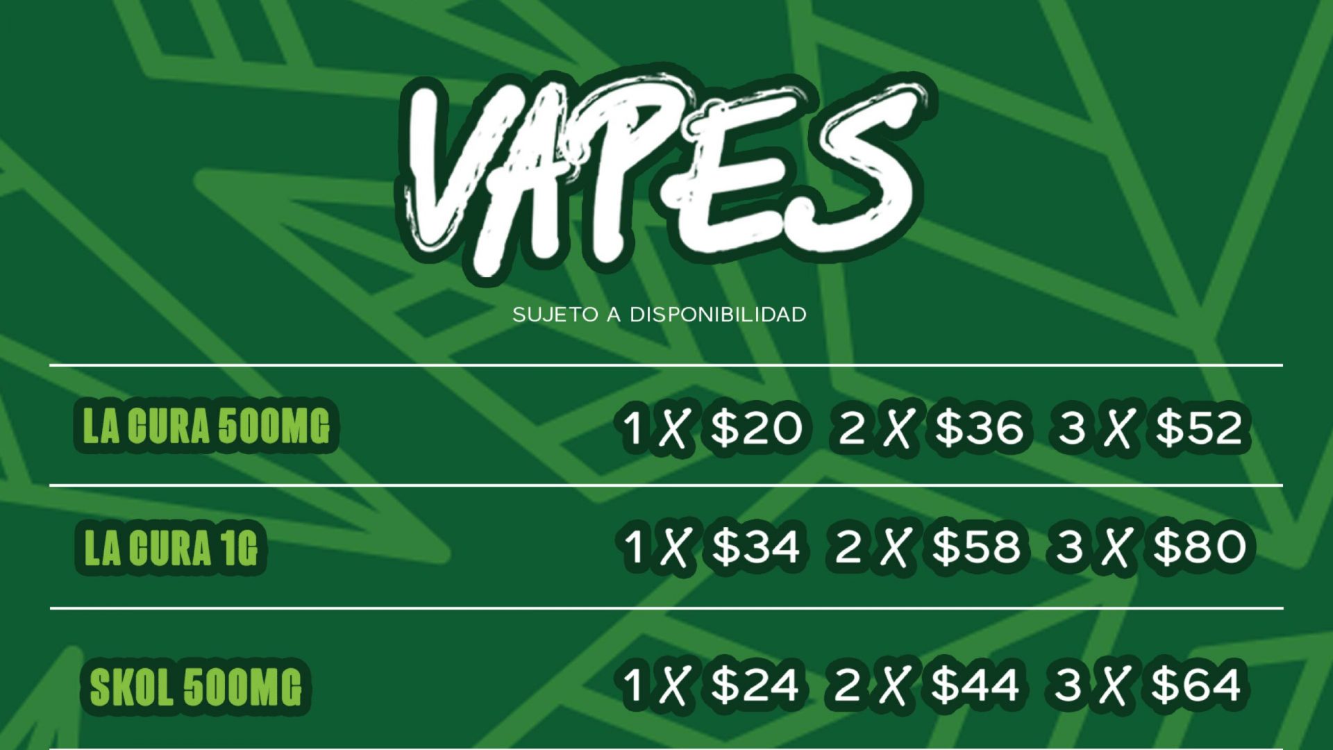 vapes menu 1